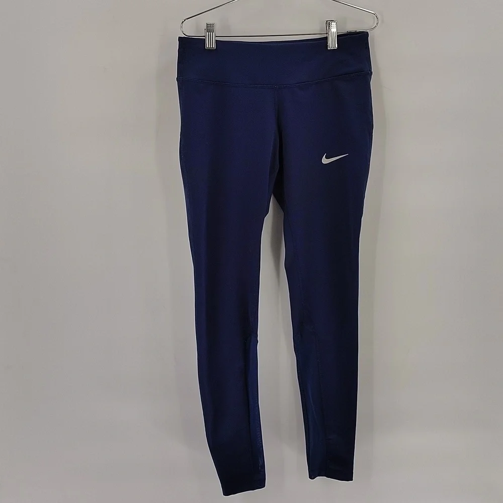 Nike Running ankle legging pants small blue women's athletic stretch drawstring